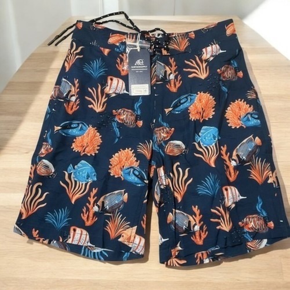 NWT SurfsideSupply‎ Tropical Theme Swim Trunks Men XS China Polyester/Spandex
